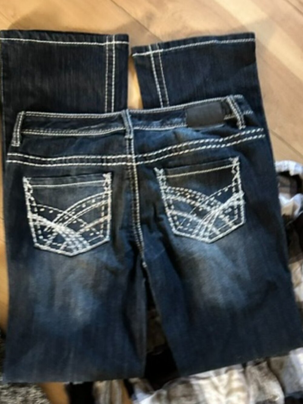 size 7 8 womens jeans pants blue denim seven eight maurices bling butt
